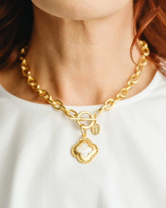 Susan Shaw Camellia Clover Toggle Necklace 3792W