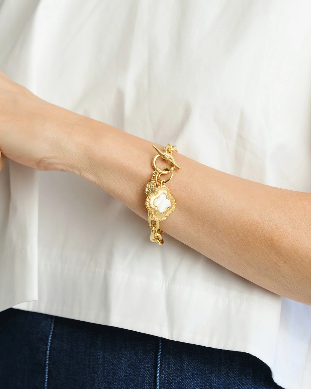 Susan Shaw Camellia Clover Toggle Bracelet 2792W