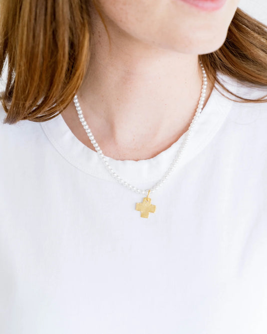 Susan Shaw Aly's Cross Freshwater Pearl Necklace 3342ci
