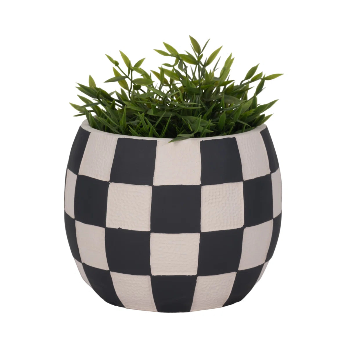 Black Checkerboard Rounded Planter
