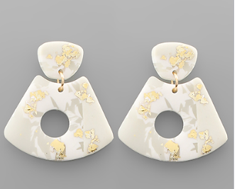 Ivory and Gold Resin Drop Earrings