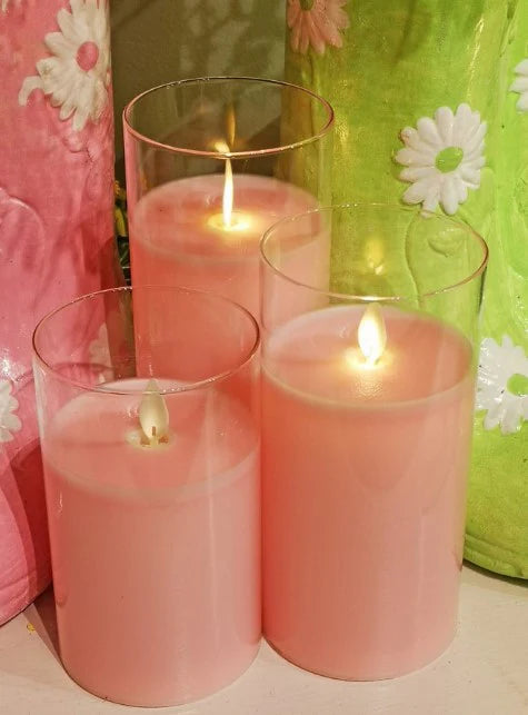 Glass Pillar Candles set/3