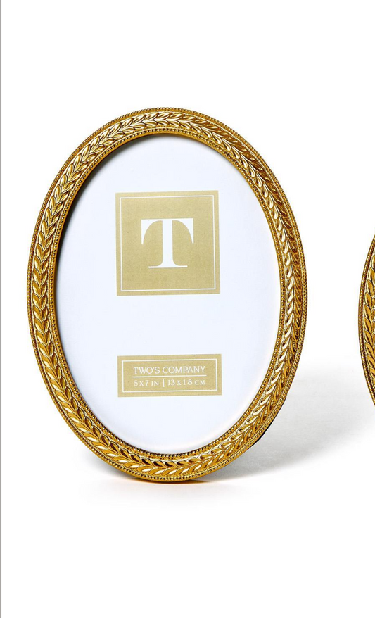 Laurel Wreath Gold Oval Photo Frame 5x7
