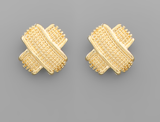 Gold Textured Criss-Cross Earrings