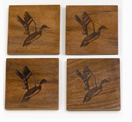 Wooden Duck Coaster Set
