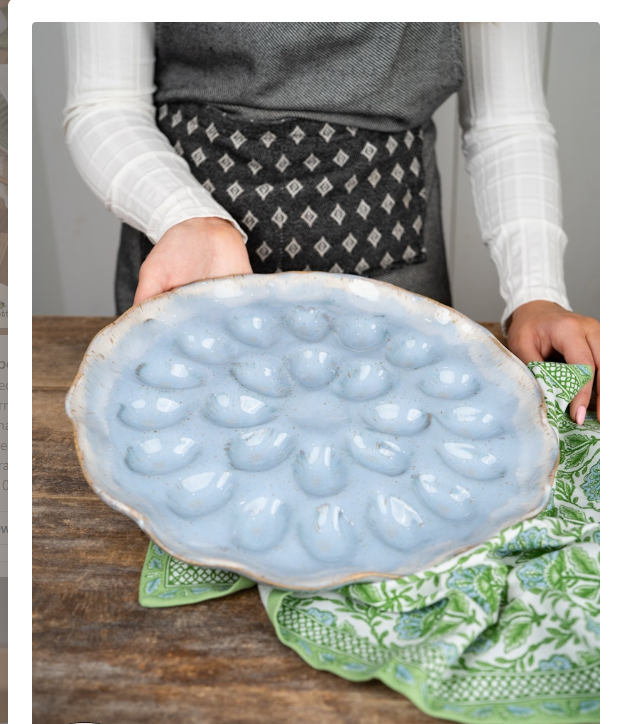Pottery Egg Platter- Wisteria