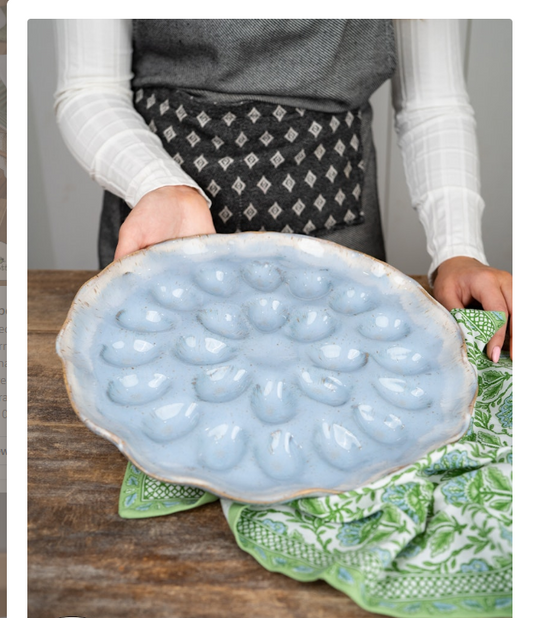 Pottery Egg Platter- Wisteria