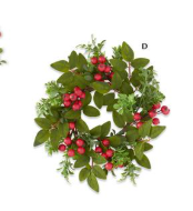 12 Inch Mixed Boxwood and Red Berry Candle Ring