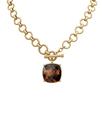Square Tortoise Gold Chain Necklace