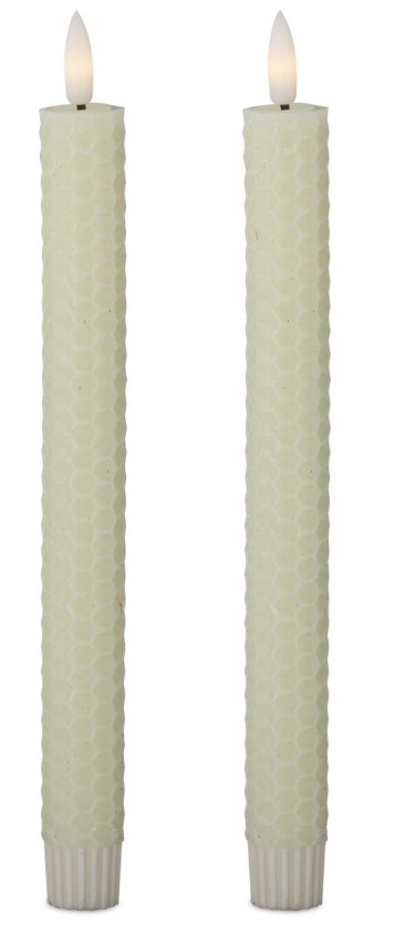 Honeycomb LED Taper Candle- Cream