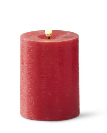 4" x 3" LED Pillar Candle- Red
