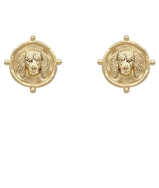 Gold Hound Dog Earrings