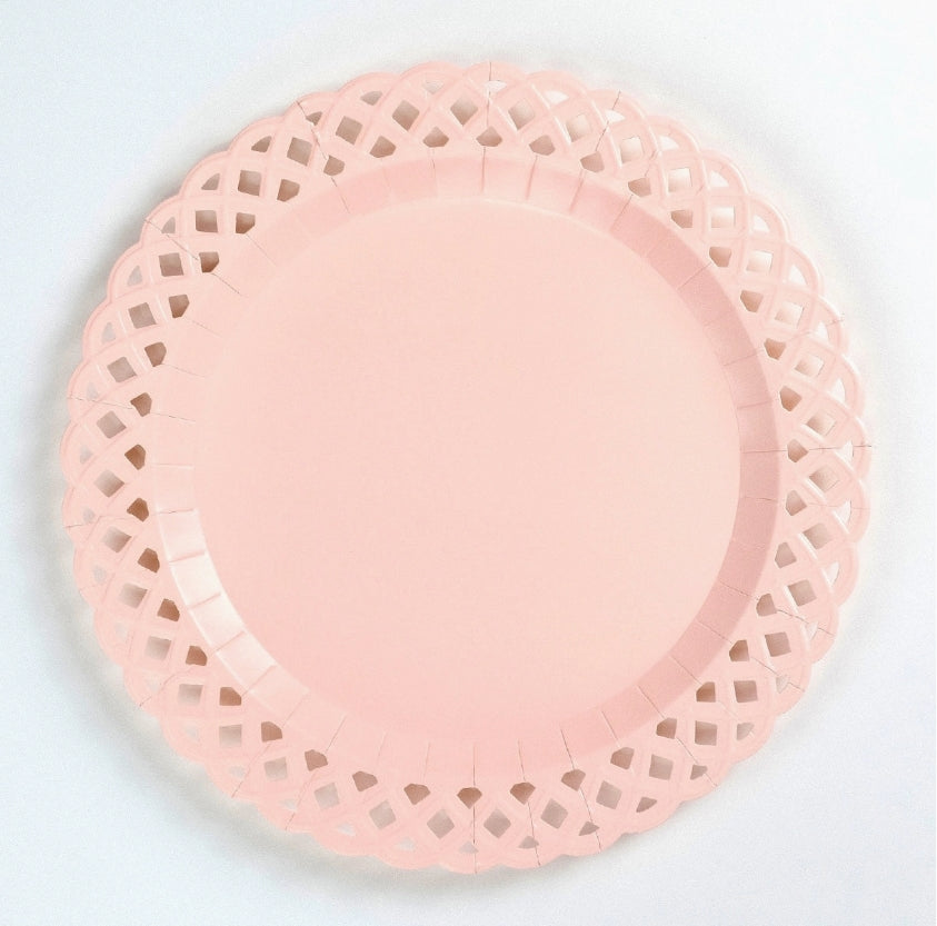 Pink Basketweave Dinner Paper Plates