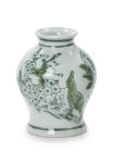 Mini Urn Shaped Green & White Chinoiserie Vase