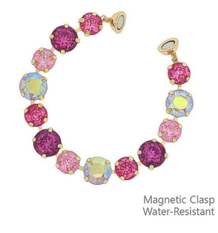 Fuchsia and Gold Magnetic Clasp Bracelet
