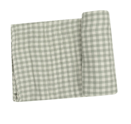 Angel Dear - Swaddle Blanket - Green Gingham