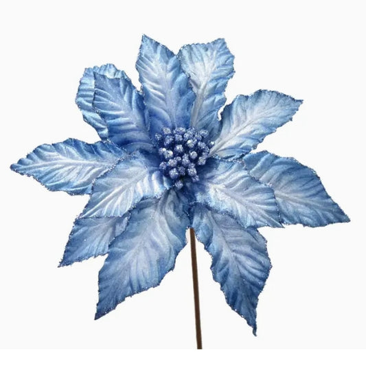 Two Toned Fabric Poinsettia - Blue 25.5" X 12"