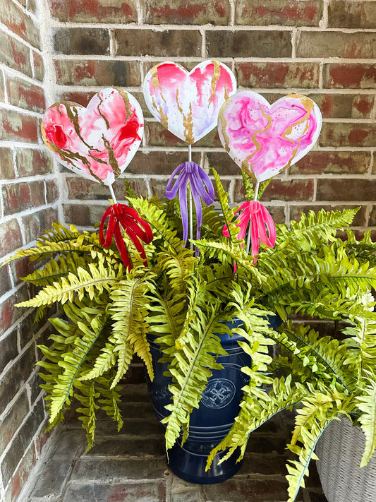 Metal Watercolor Hearts with Bows