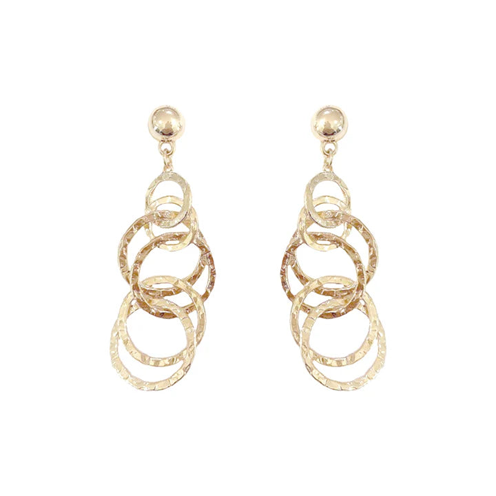Gold Textured Layered Circle 1.5" Earring