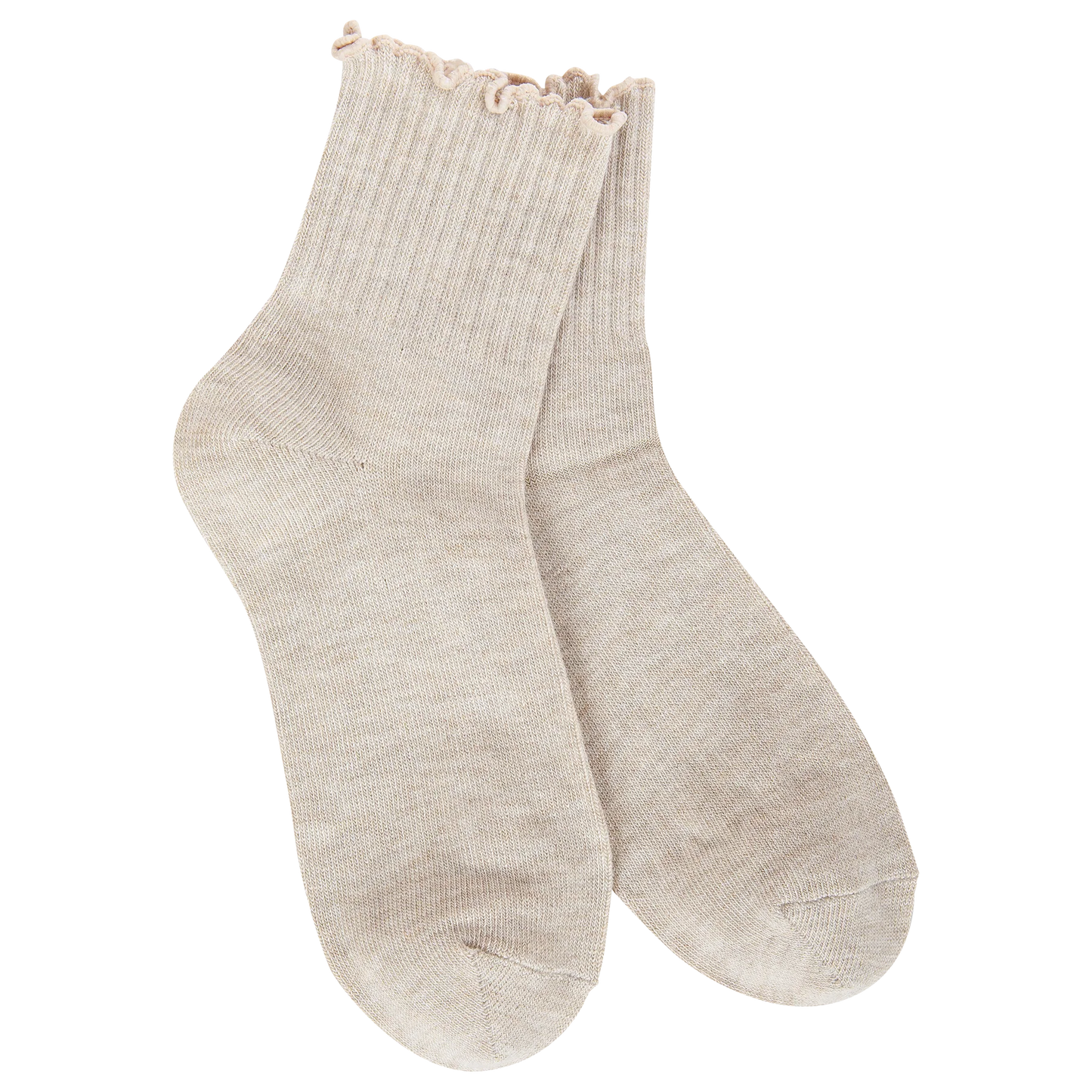 World's Softest Socks Heather Oatmeal Weekend Quarter Ruffle Crew Socks