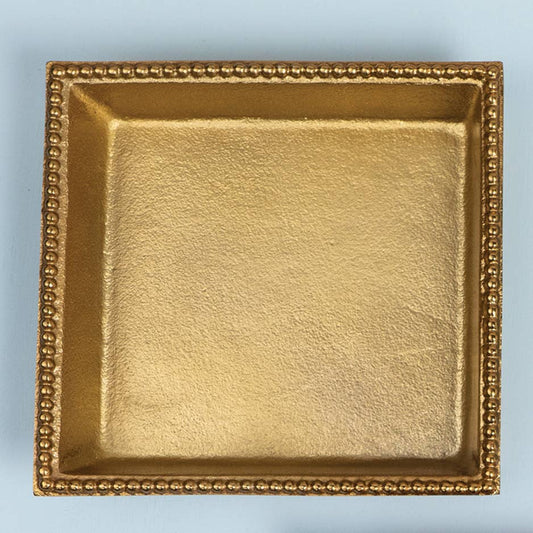Textured Gilded Aluminum Beaded Border Lunch Napkin Box