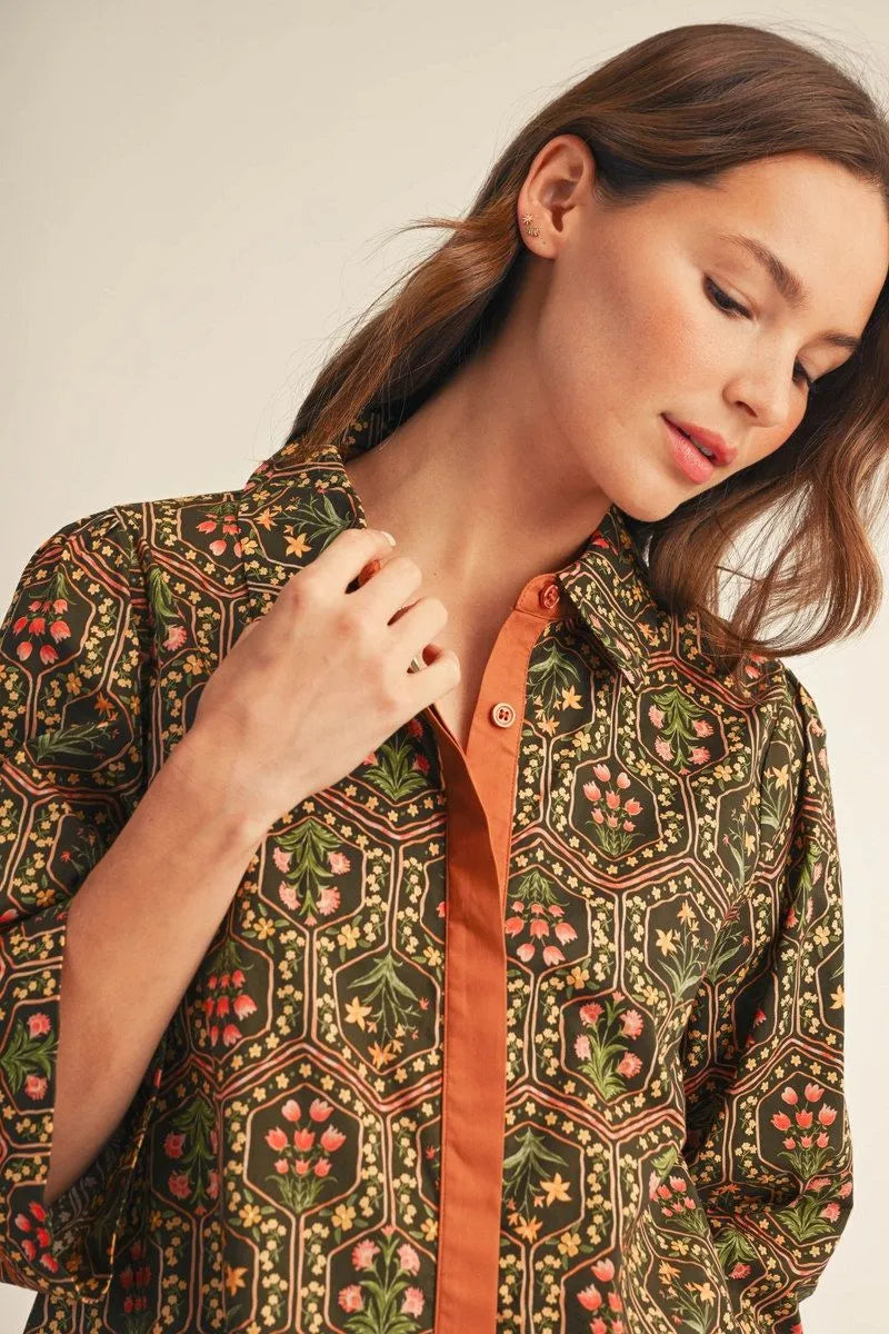 Toffee Floral Midi Dress