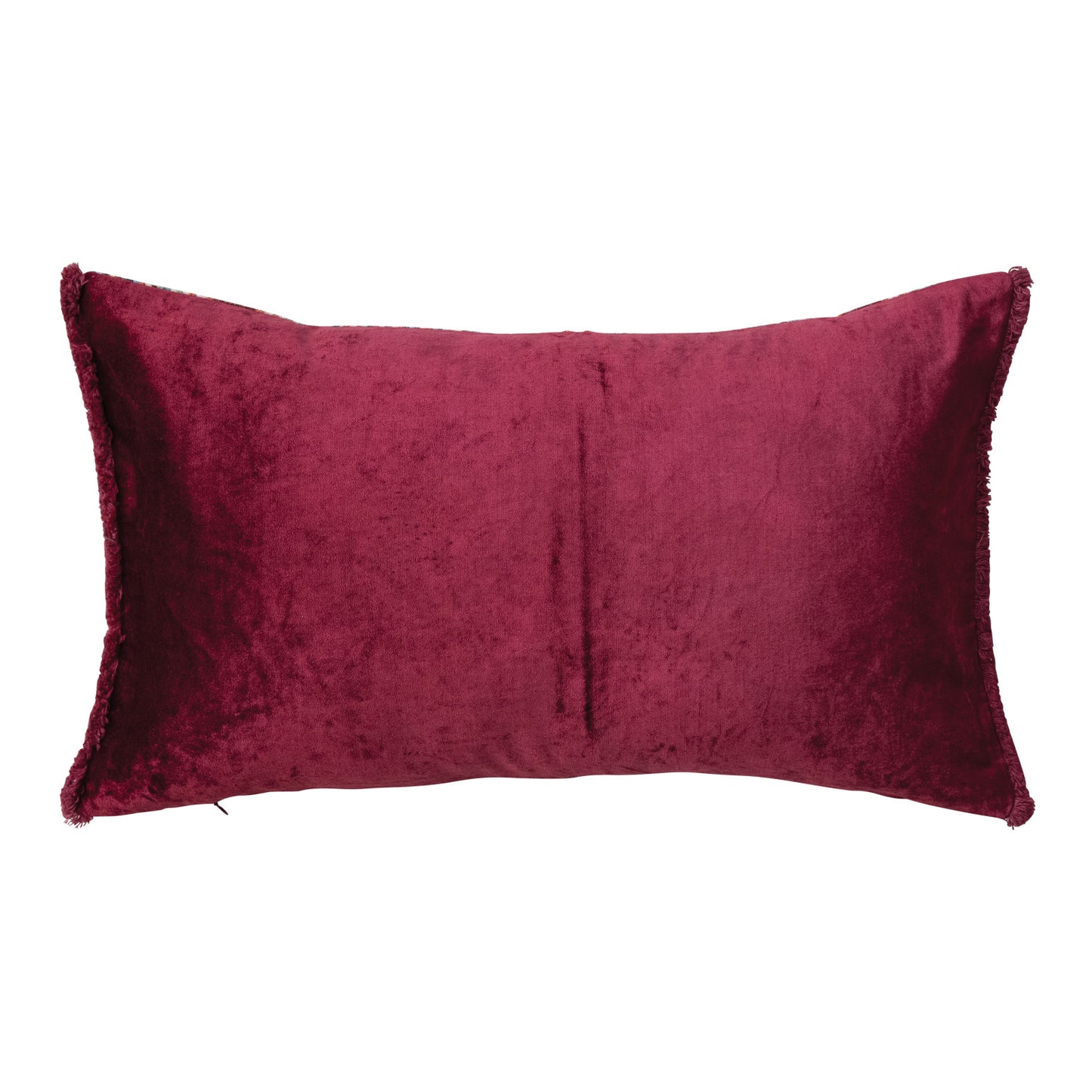 Cotton Velvet Printed Lumbar Pillow w/ Tibetan Tigers Pattern