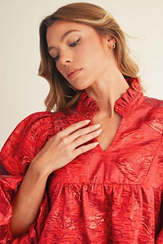 Berry Jacquard Dress