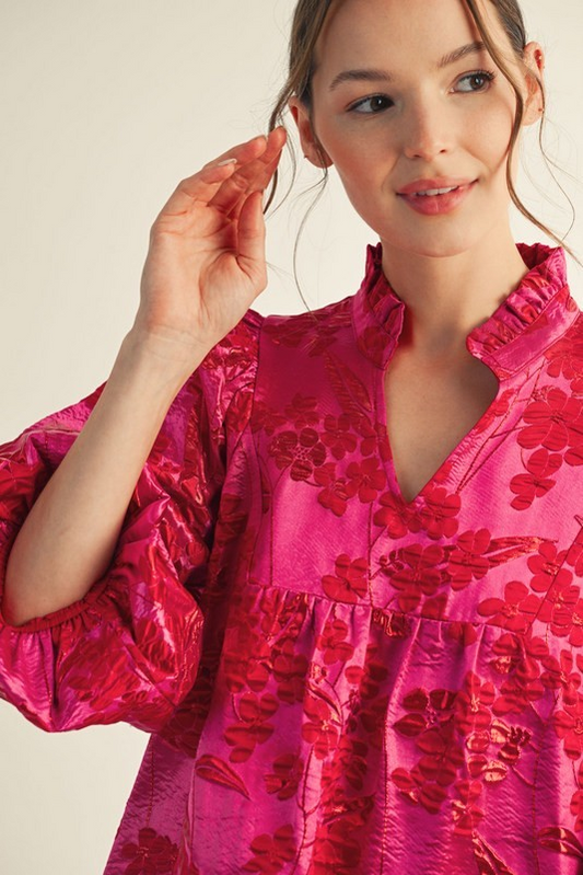 Hot Pink Jacquard Dress