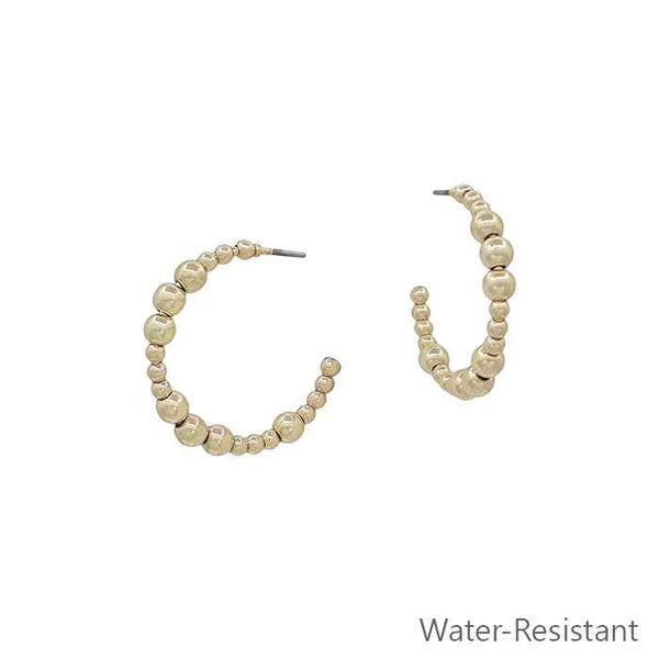 Gold Beaded Hoop Earrings