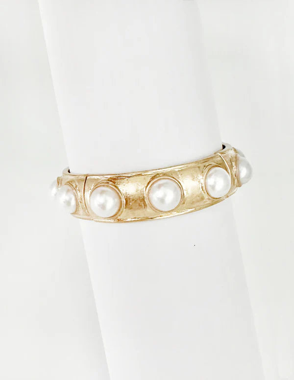 Gold Stretch Bracelet with Pearl Accents