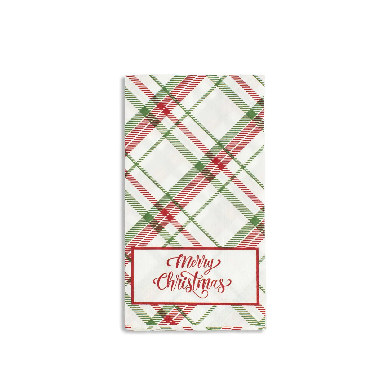 Merry Christmas Layton Plaid Guest Napkins White/Red/Green 4.25x7.75