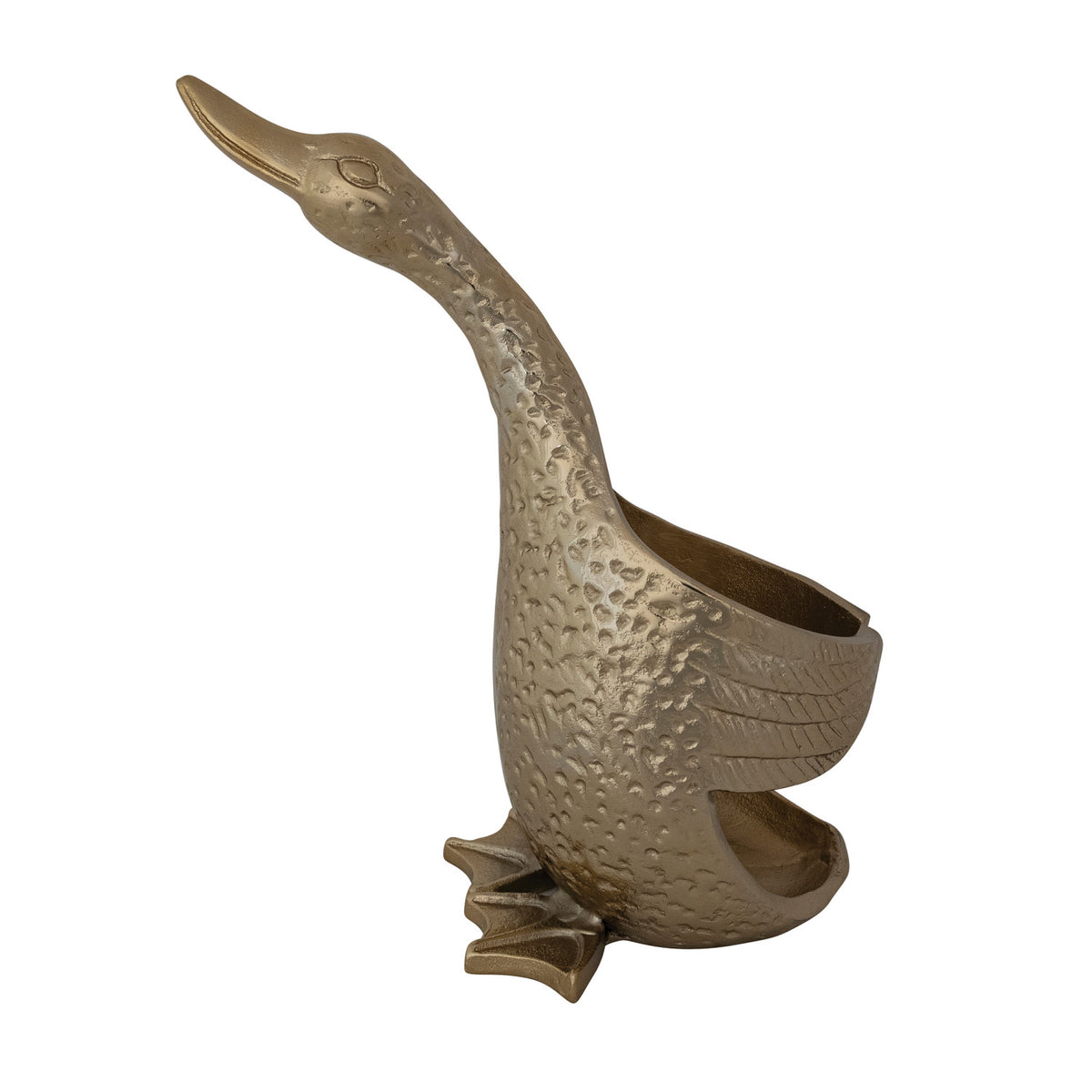 Cast Aluminum Duck Shaped Bottle Holder, Gold Finish