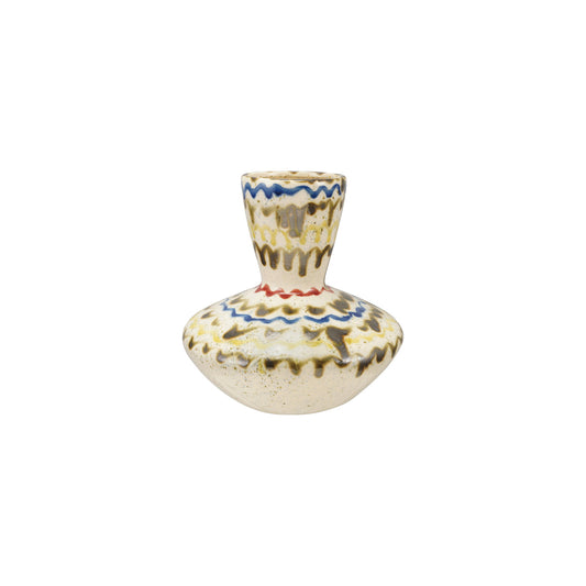 Hand-Painted Stoneware Vase, Reactive Crackle Glaze