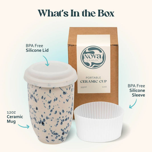 Orchid Ceramic Travel Mug – 12oz with Lid & Sleeve