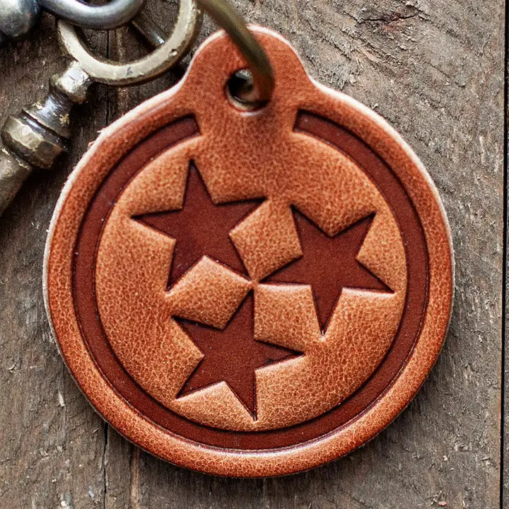 Tennessee Tristar Leather Keychain Circle