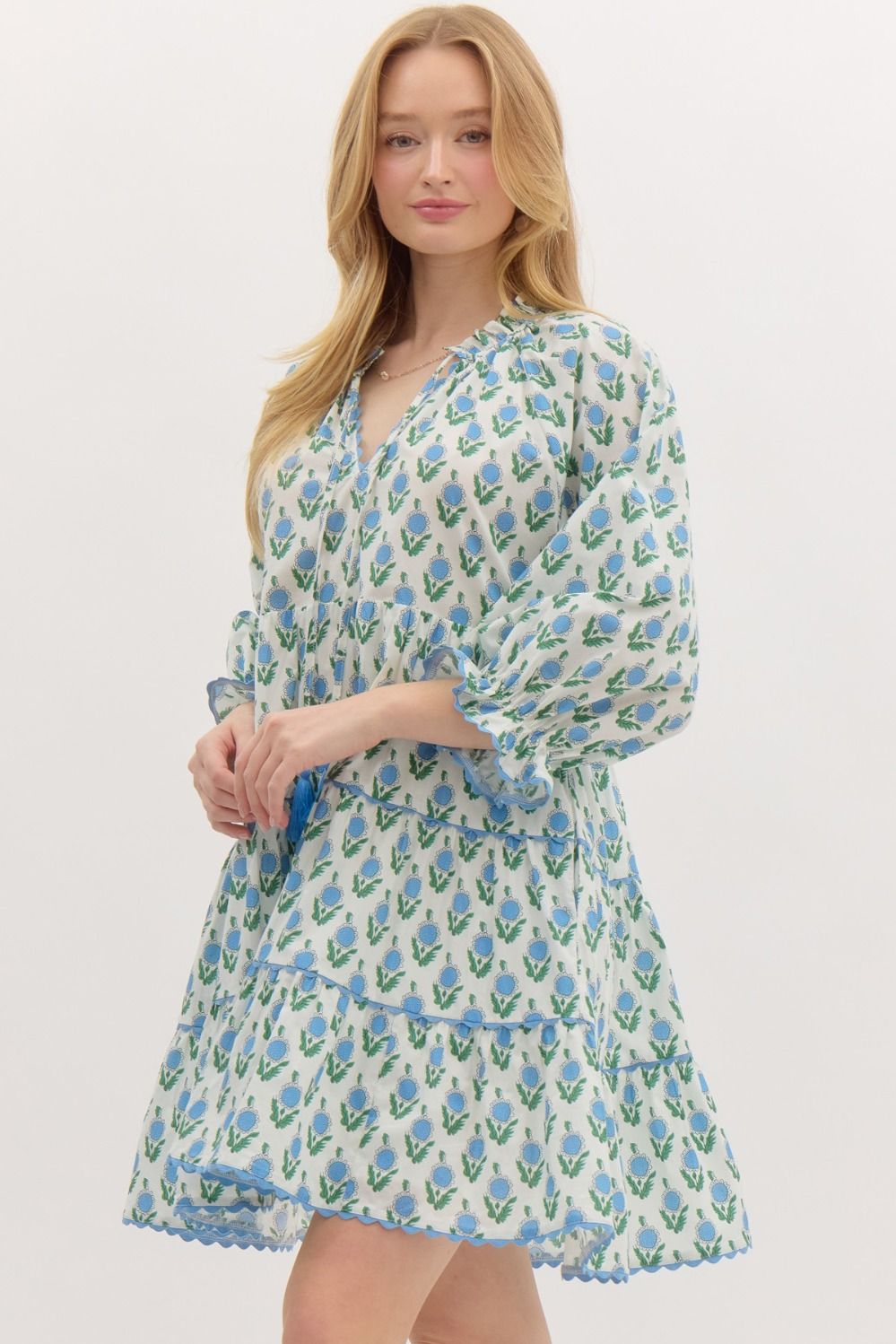 Blue Floral Mini Dress