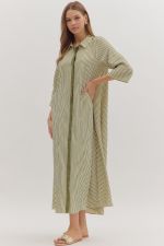 Olive Striped Dress