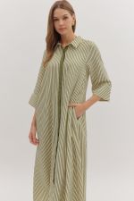 Olive Striped Dress