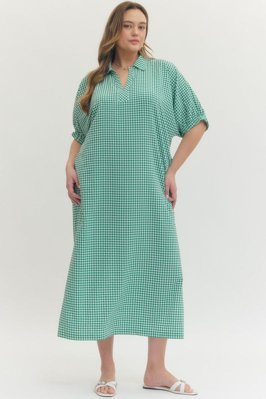 Gingham Green Dress