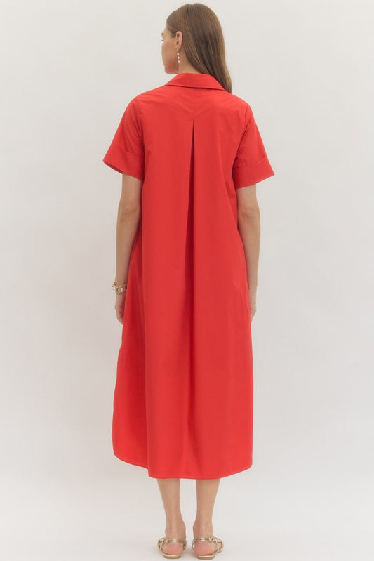 Kiss Me Red Midi Dress