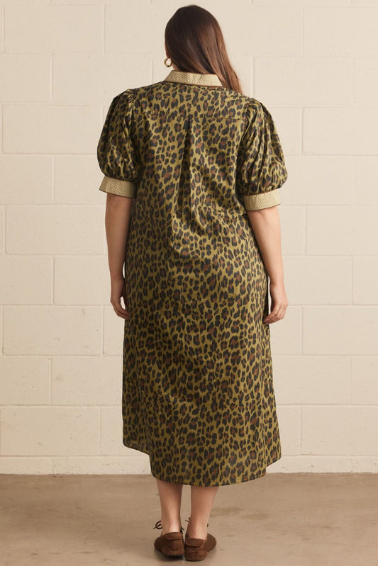 Olive Leopard Midi Dress