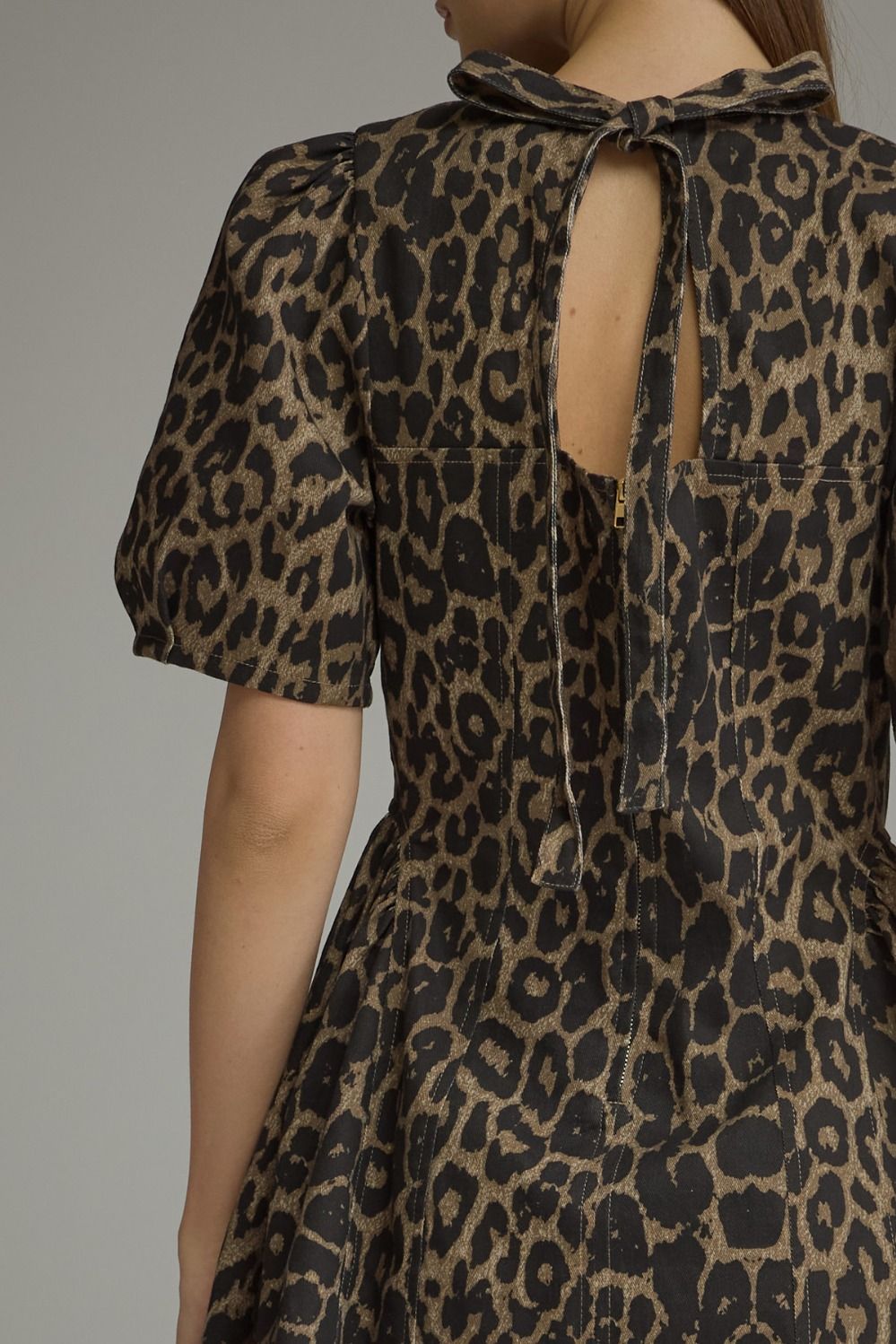 Leopard Puff Sleeve Mini Dress