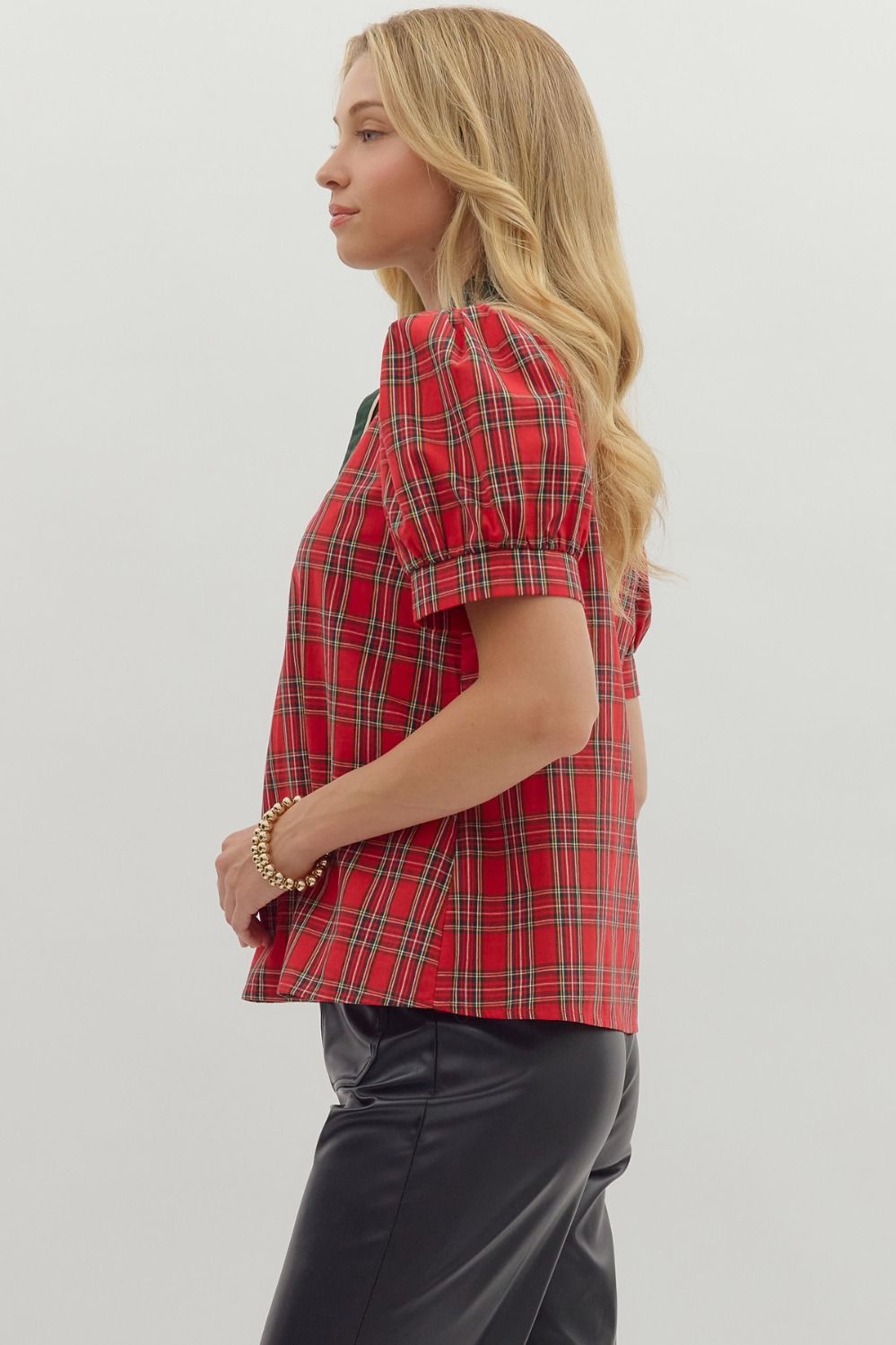 Ruby Red Plaid Collared Shirt
