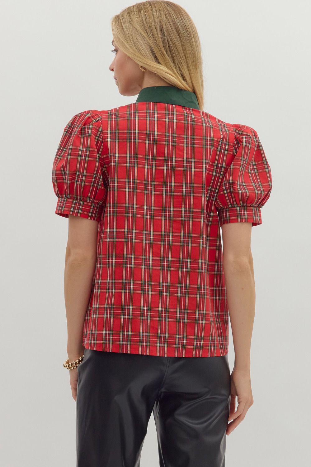 Holiday  Plaid V-Neck Top
