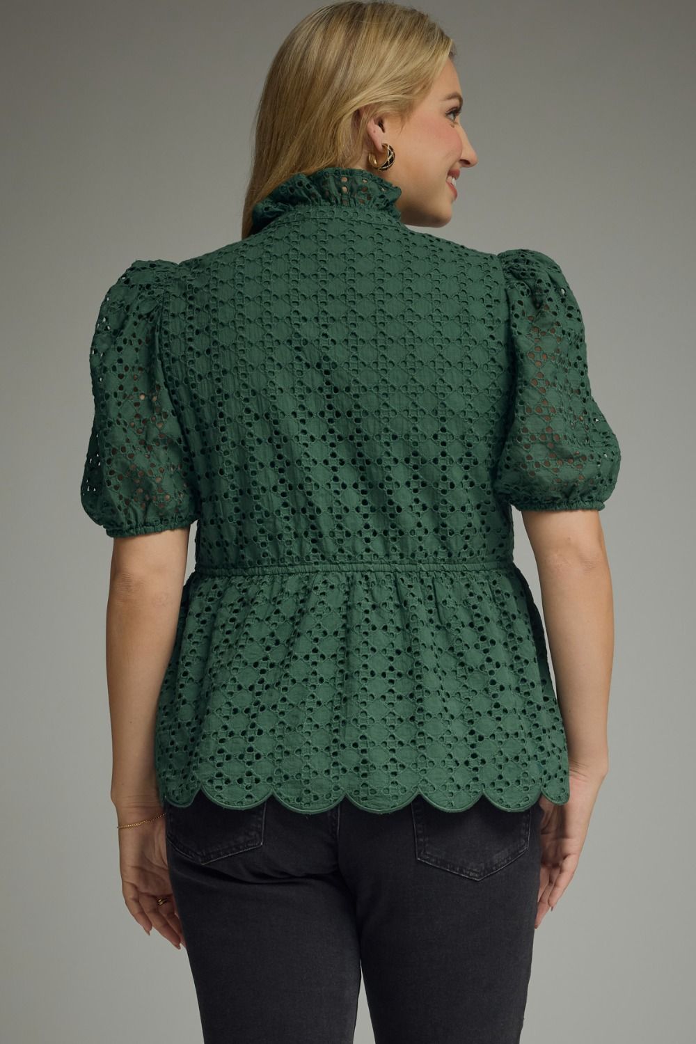 Hunter Green Eyelet Blouse