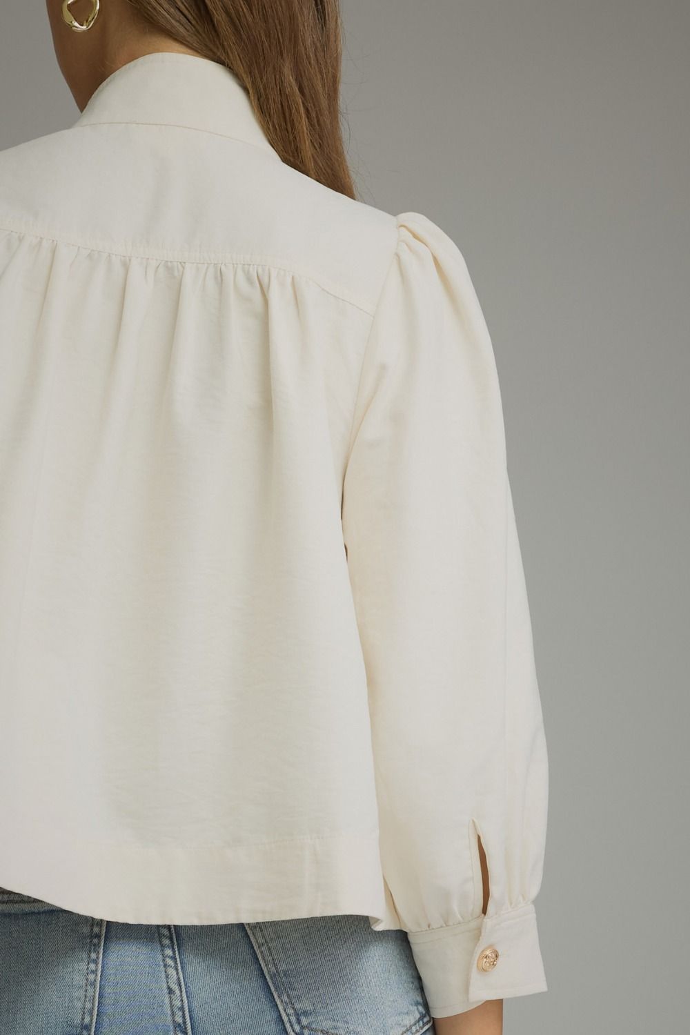 Cream 3/4 Balloon Sleeve Top