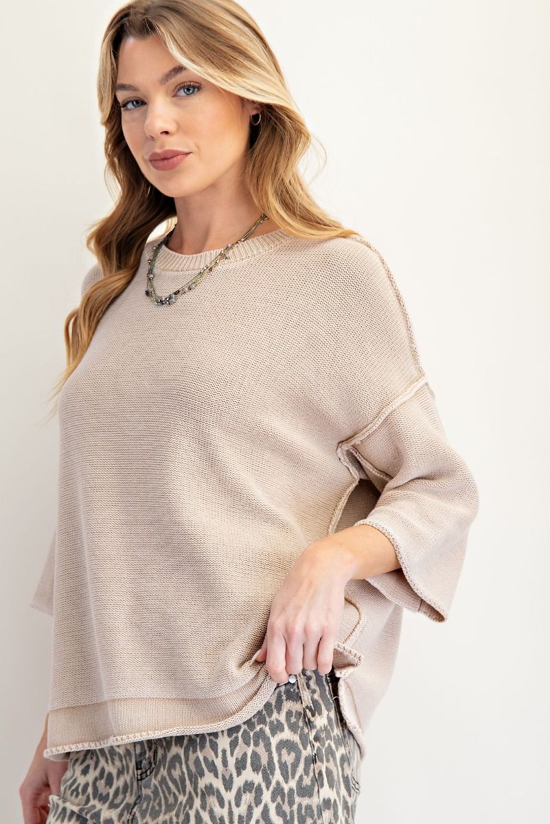 MINERAL WASHED KNIT SWEATER TOP