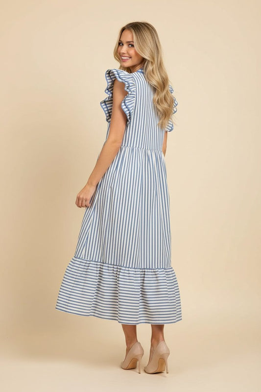 Chambray Striped Midi