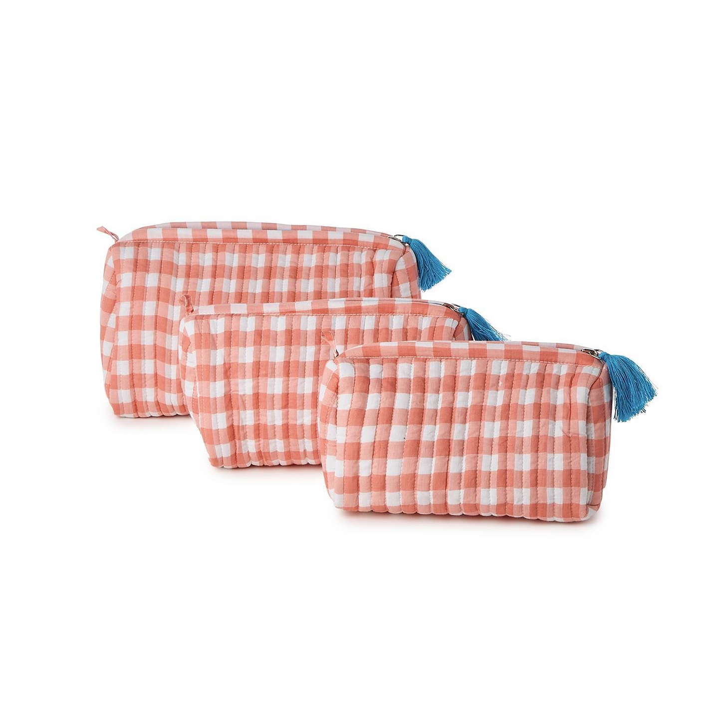 Gingham Set of 3 Cosmetic Bags